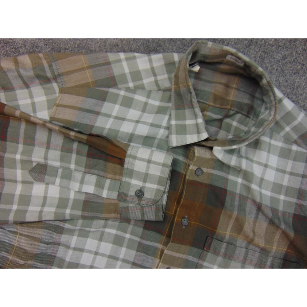 Haupt Plaid Shirt Mens Med Brown Check Long Sleeve Button Down Gorpcore Casual